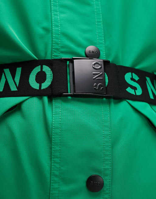 Topshop Sno ski suit with hood and belt in green, 4 of 7