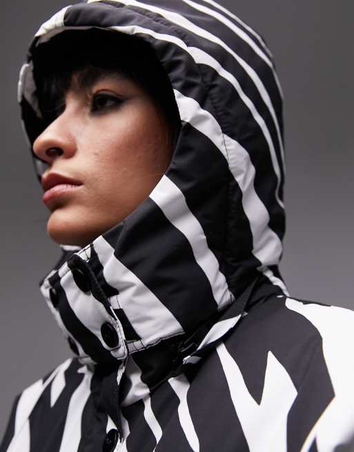 Topshop Sno Ski Suit With Hood And Belt In Zebra Print-Multi for Women