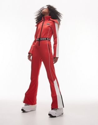 Topshop Sno ski suit with skinny flare in red | ASOS