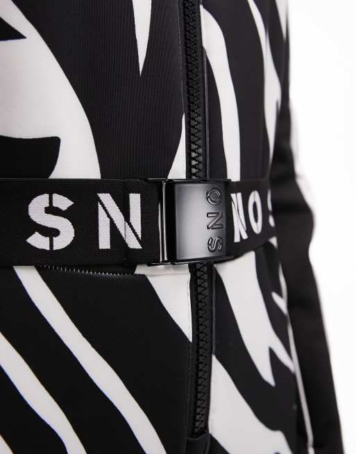 Topshop Sno flared ski pants with braces in zebra print