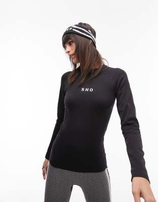 TOPSHOP SNO *Black* Ribbed Jersey Layering Ski Top Sizes UK