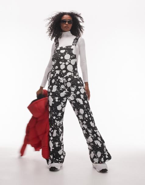 Topshop - Sno - Sorte ski-overalls i herrestil med lige ben og hvide malerpletter - view 1