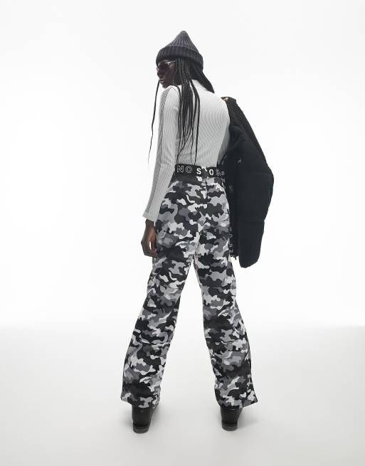 Topshop Sno straight leg ski pants in camo print