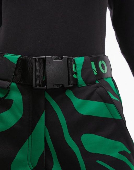 Topshop Sno straight leg ski pants in green zebra print, 3 of 7