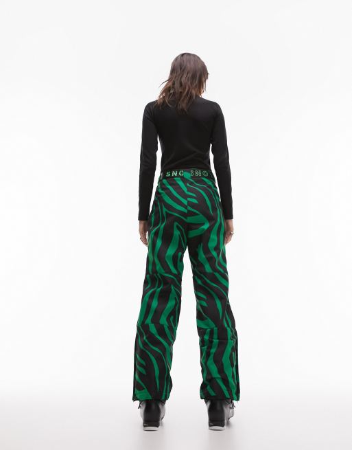 Topshop Sno straight leg ski pants in green zebra print, 7 of 7