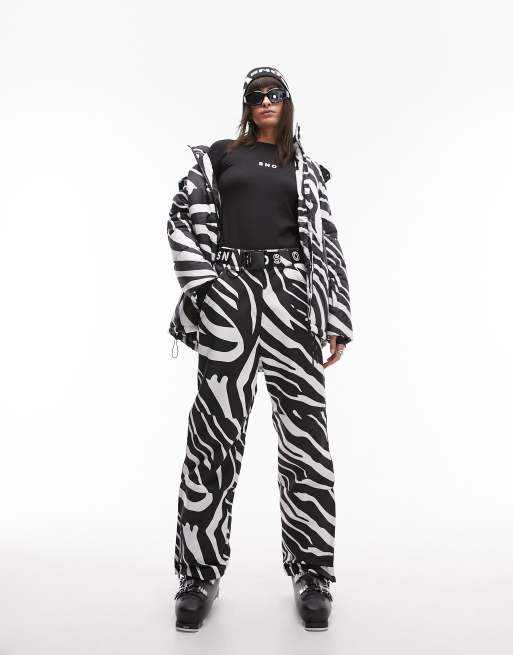 Topshop Sno straight leg ski pants in zebra print