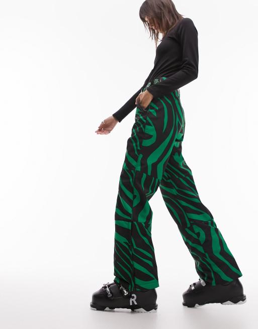 Topshop Sno straight leg ski trouser in green zebra print, 2 of 7