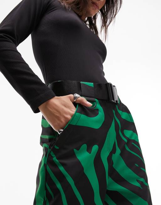 Topshop Sno straight leg ski trouser in green zebra print, 6 of 7