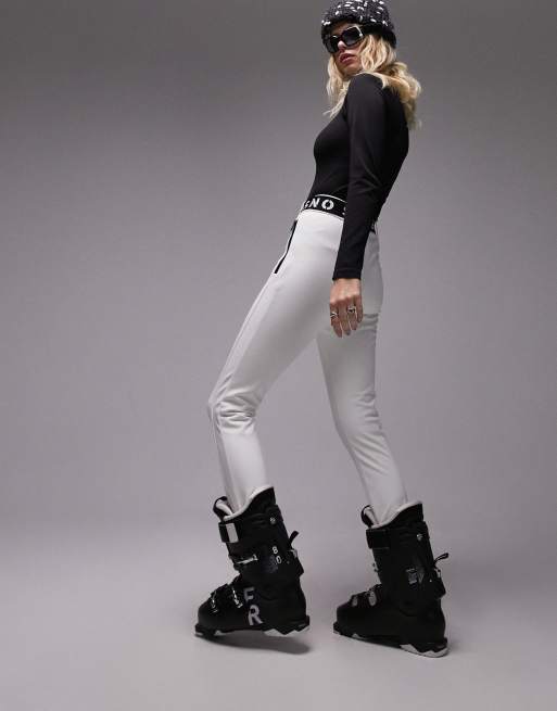 Topshop Sno stretch slim leg ski pants with stirrups in ecru