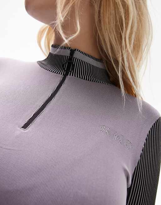 Topshop Sno zip through panelled seamless ski base layer top in lilac