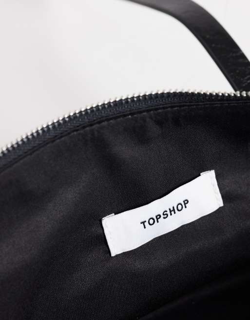 Topshop Snoopy small zip front pocket shoulder bag in black, 4 of 4