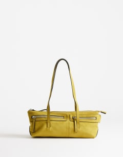 Snoopy small zip front pocket shoulder bag in chartreuse