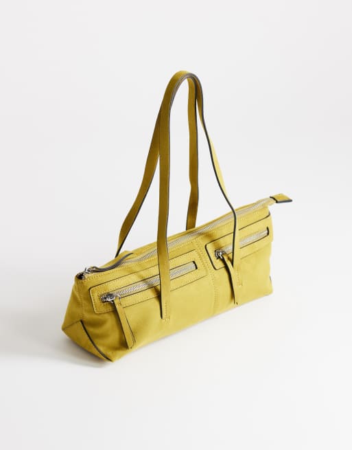 Topshop Snoopy small zip front pocket shoulder bag in chartreuse, 2 of 4