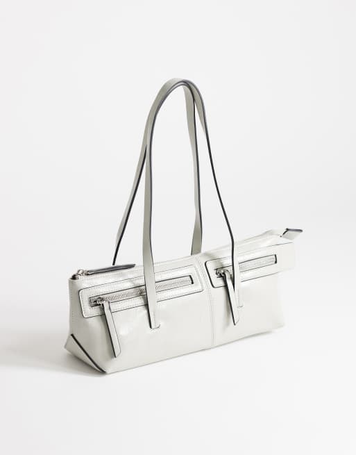 Topshop Snoopy small zip front pocket shoulder bag in light grey, 2 of 4