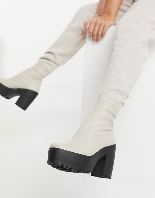 Topshop sock boots in off white