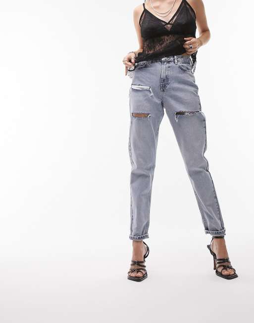 Grey ripped topshop store jeans