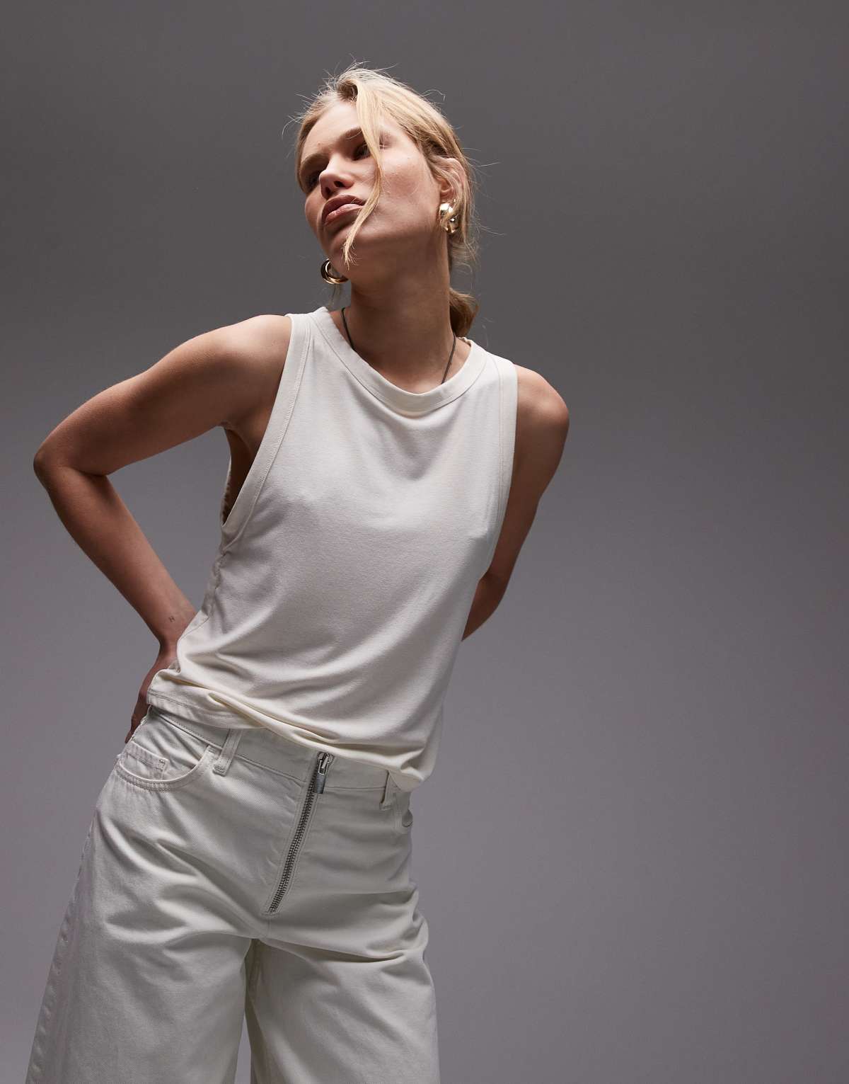 Topshop soft loose tank in ivory