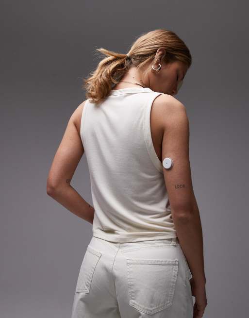 Topshop soft loose tank in ivory, 3 of 4