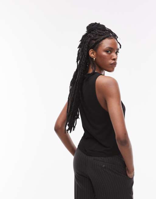 Topshop soft loose tank top in black, 3 of 4