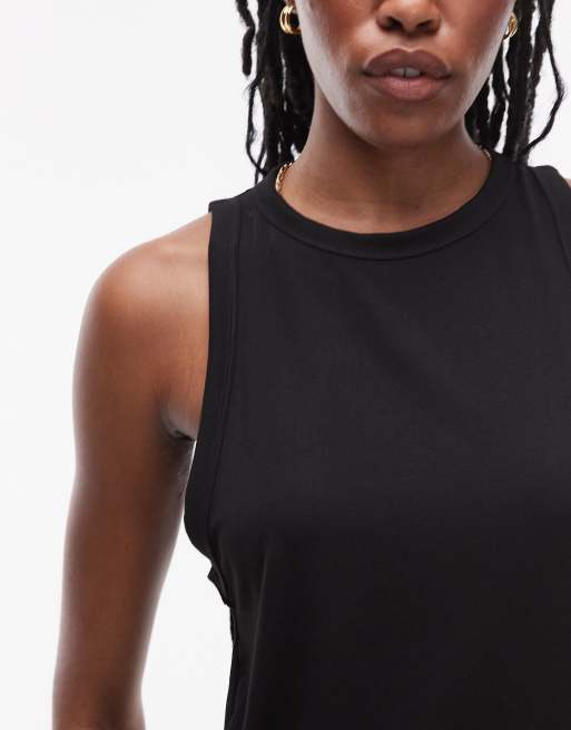 Topshop soft loose tank top in black, 4 of 4
