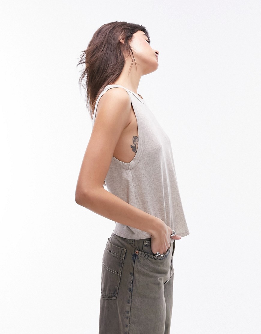 Topshop Soft Loose Tank Top In Stone-neutral