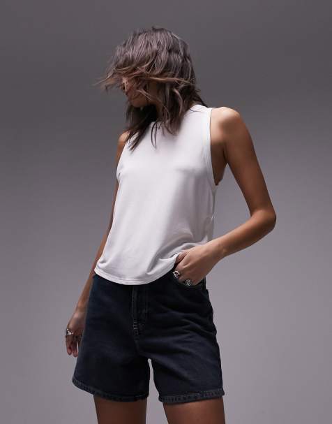 Topshop soft loose tank top in white - view 1