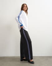Topshop soft stripe cropped bottoms in black