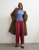 Topshop soft stripe cropped bottoms in red