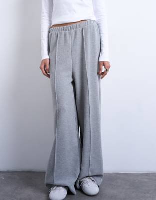 Topshop Soft Touch Brushed Pintuck Pants In Gray