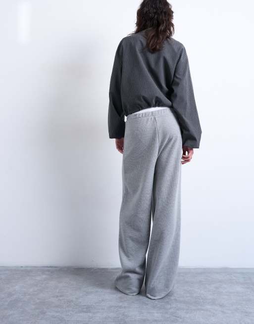 Topshop soft touch brushed pintuck trousers in grey, 3 of 5