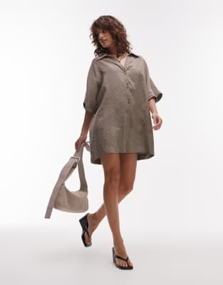Topshop soft touch cupro romper in taupe 10090₽