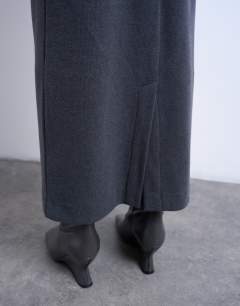 Model wearing Soft touch pencil skirt co-ord in charcoal grey