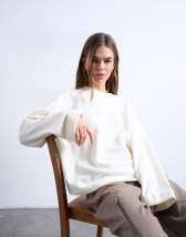 Topshop soft touch wide sleeve skater tee in ivory