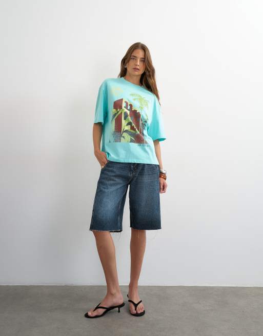 Topshop 'Sol De Sur' grafisk oversized T-shirt i lyseblå, 4 af 4