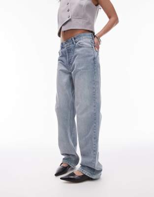 Topshop - Solice - Jeans in grauer Bleach-Waschung mit mittelhohem Bund