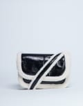 [Topshop] Topshop Solo borg trim shoulder bag in black & white One Size Black & white