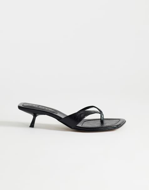 Topshop – Solo – Czarne mule z paseczkami na średnim obcasie - view 1