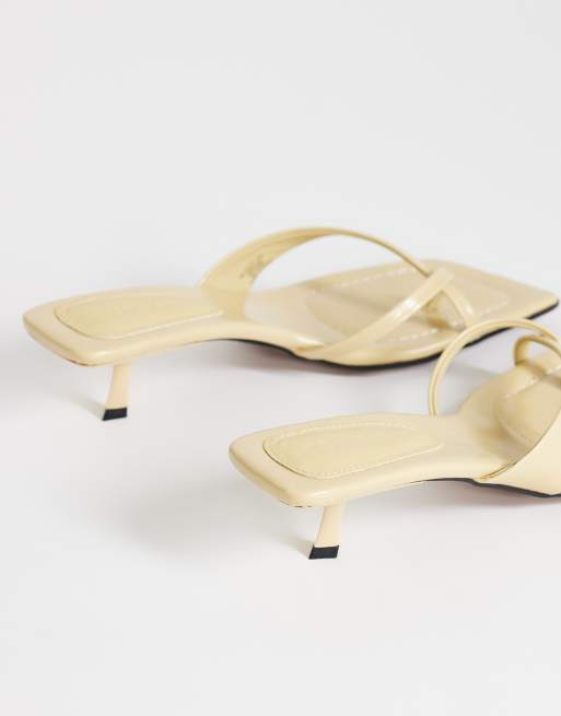 Topshop – Solo – Riemchen-Mules in Buttermilchgelb mit mittelhohem Absatz, 3 von 4