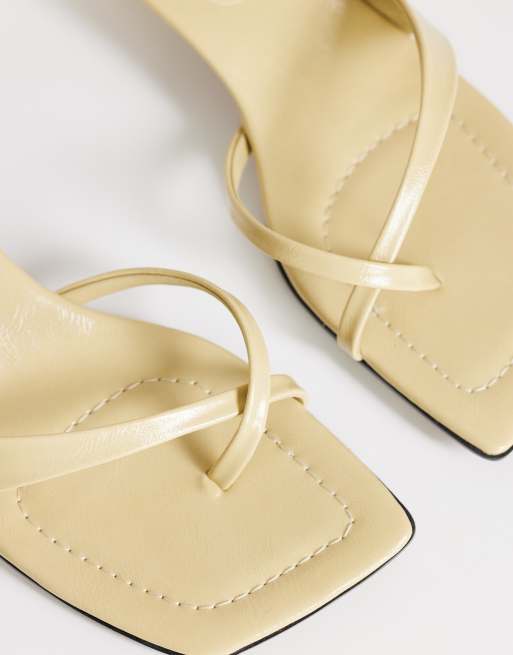 Topshop – Solo – Riemchen-Mules in Buttermilchgelb mit mittelhohem Absatz, 4 von 4