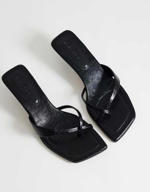 Topshop – Solo – Riemchen-Mules in Schwarz mit mittelhohem Absatz, 2 von 4