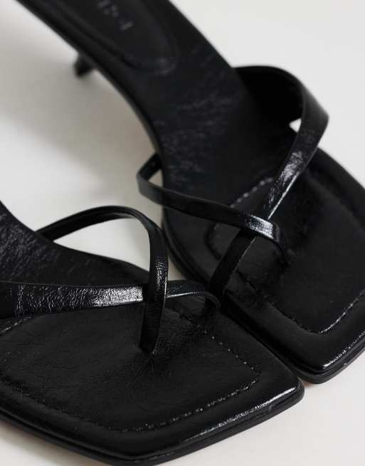 Topshop – Solo – Riemchen-Mules in Schwarz mit mittelhohem Absatz, 4 von 4