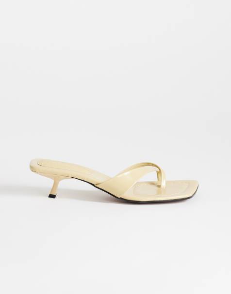 Topshop - Solo - Sandales style mules à talon mi-haut et lanières - Babeurre - view 1