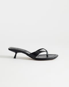Solo strappy mule mid heel sandal in black