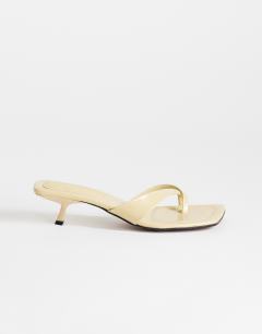 Solo strappy mule mid heel sandal in buttermilk