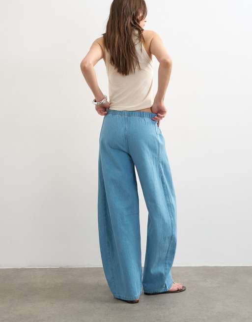 Topshop - Sommerblå pull on-jeans med barrel-ben , 4 af 8