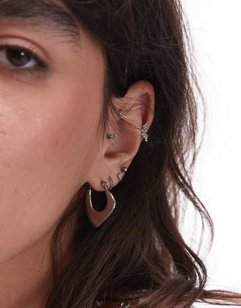 Topshop - Sonia - Orecchini a cerchio tonalità argento in acciaio inossidabile resistente all'acqua - view 1