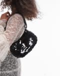 [Topshop] Topshop Sonia sequin shoulder bag in black One Size BLACK