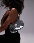 [Topshop] Topshop Sonia sequin shoulder bag in silver One Size SILVER