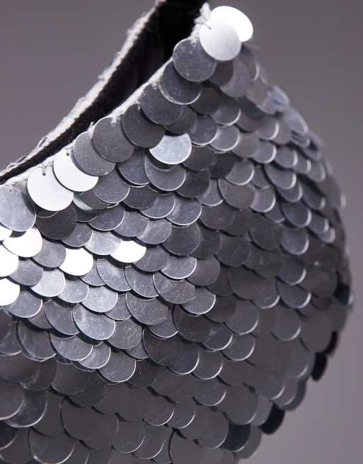 Topshop Sonia sequin shoulder bag in silver, 3 of 4