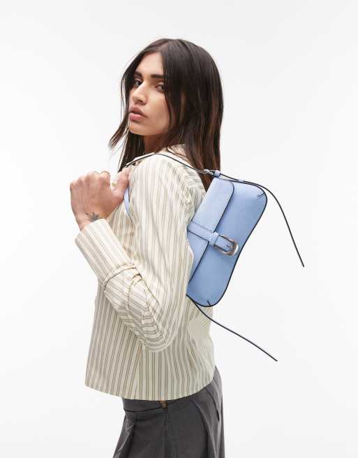 Topshop - Sophia - Borsa da spalla azzurra con fibbia stile western